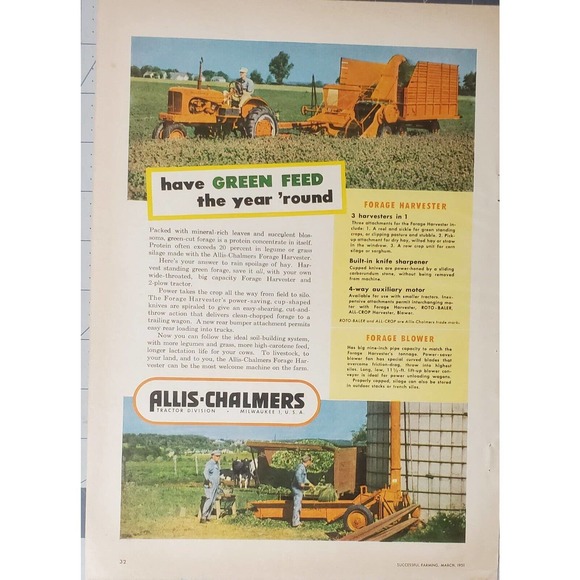 Allis Chalmers Silage Magazine Advertisement 1951 - Picture 1 of 1